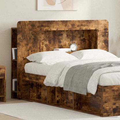 Headboard Cabinet with Storage Smoked Oak Engineered Wood