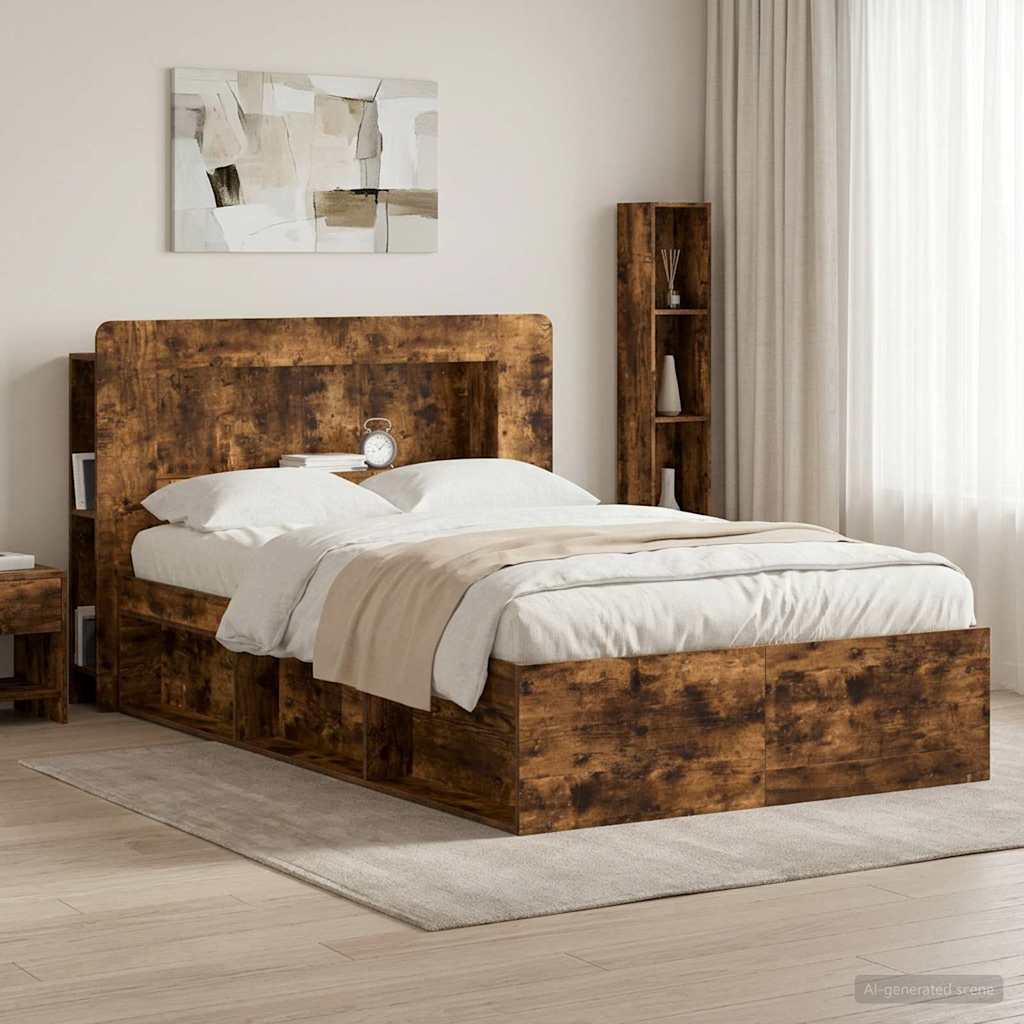 Headboard Cabinet with Storage Smoked Oak Engineered Wood