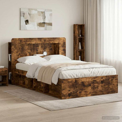 Headboard Cabinet with Storage Smoked Oak Engineered Wood