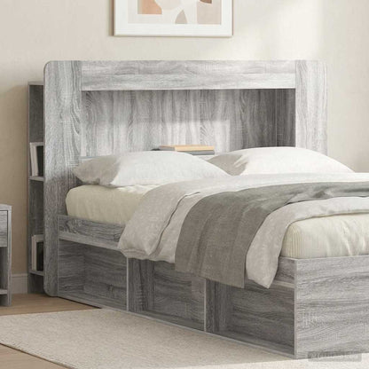 Headboard Cabinet with Storage Grey Sonoma Engineered Wood