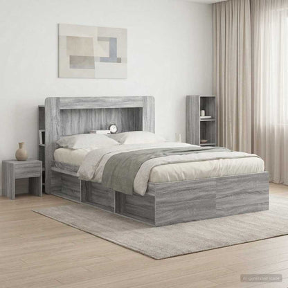Headboard Cabinet with Storage Grey Sonoma Engineered Wood