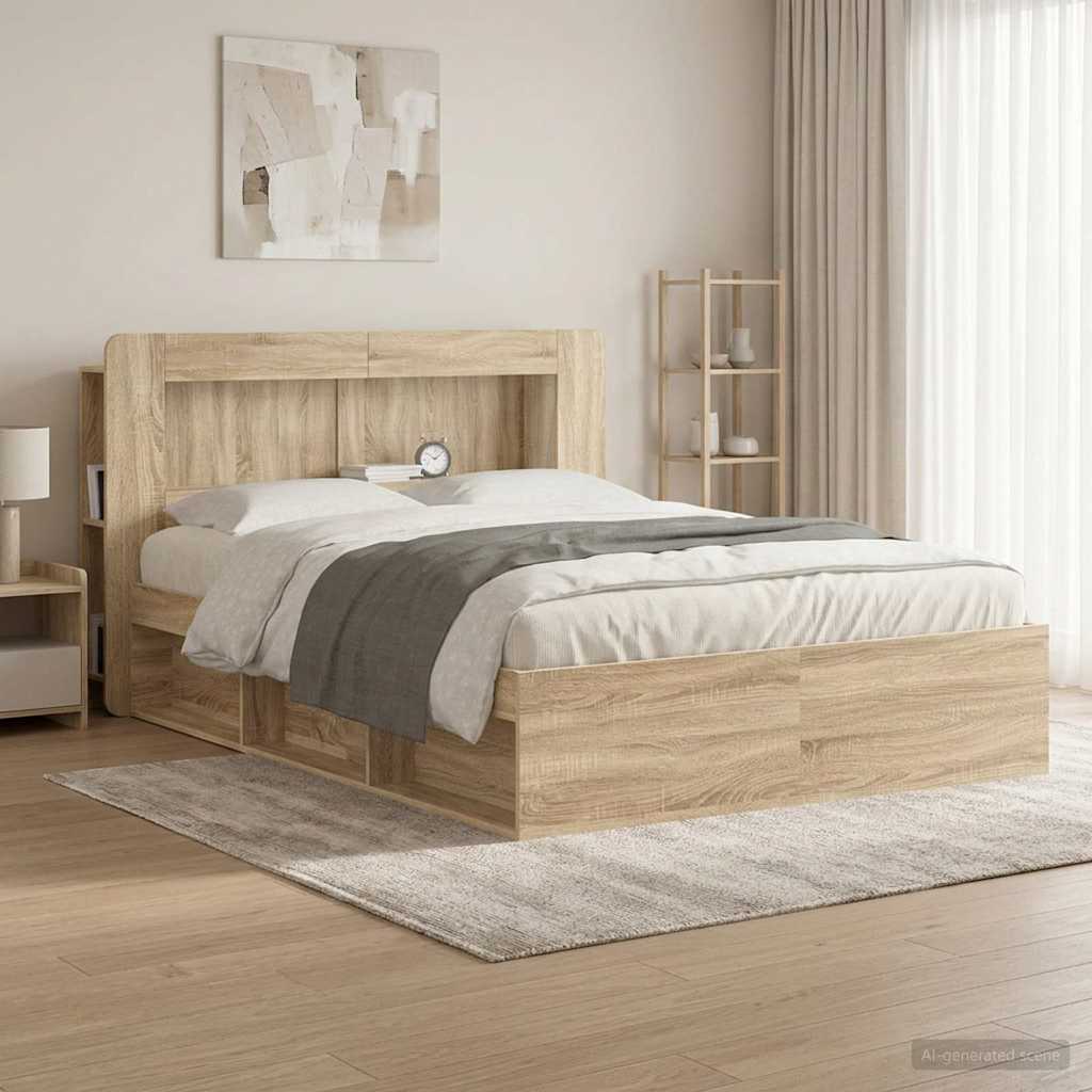 Headboard Cabinet with Storage Sonoma Oak Engineered Wood