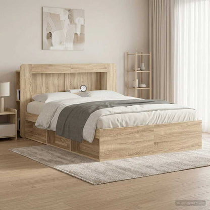 Headboard Cabinet with Storage Sonoma Oak Engineered Wood