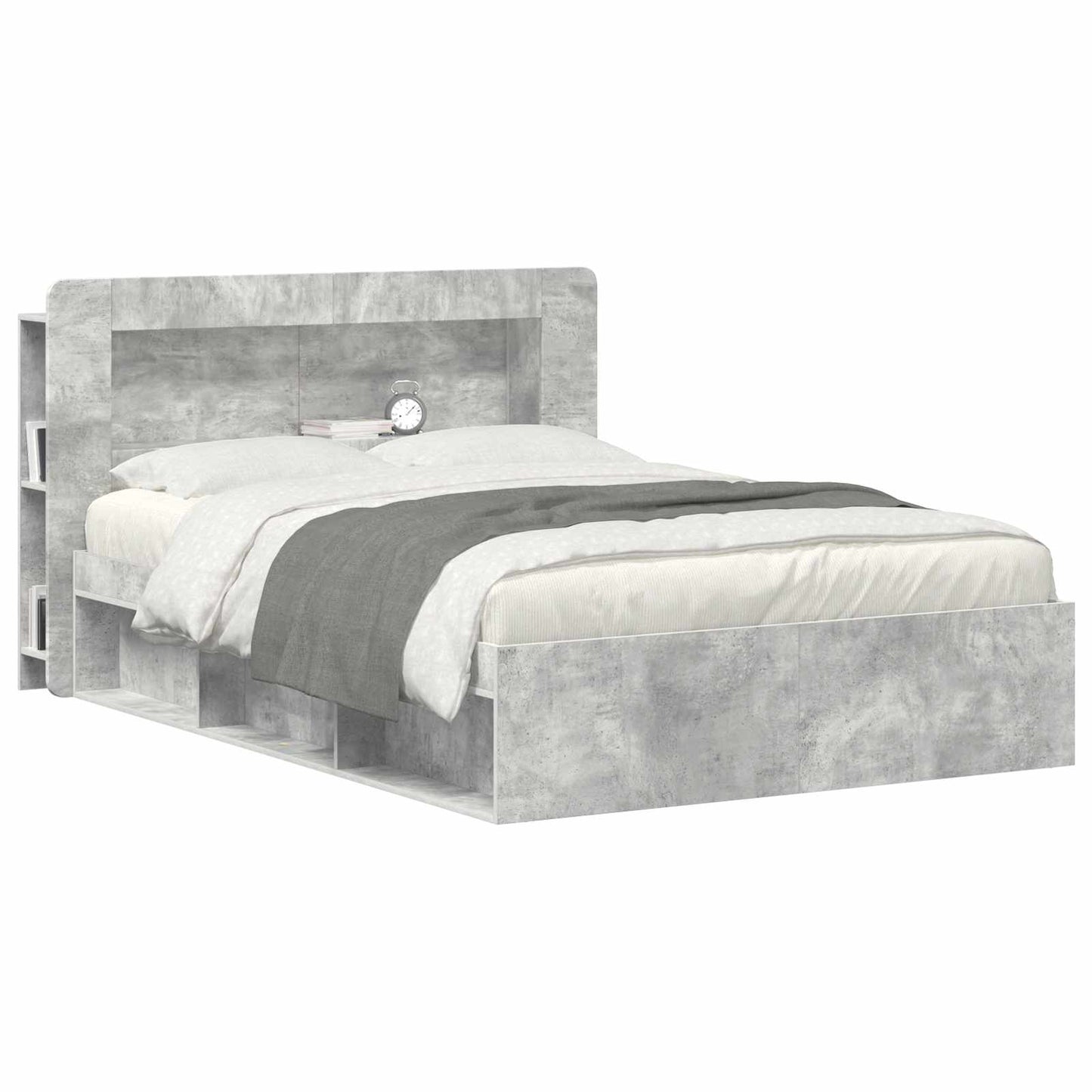 Headboard Cabinet with Storage Concrete Grey Engineered Wood