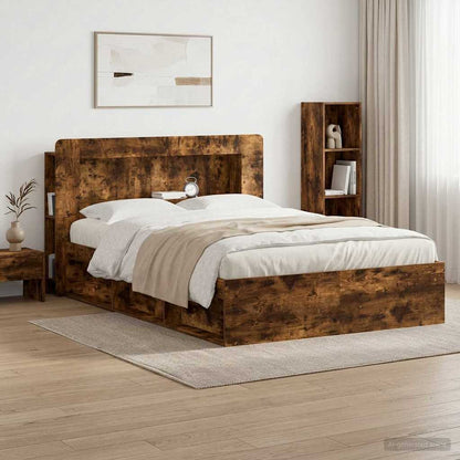 Headboard Cabinet with Storage Smoked Oak Engineered Wood