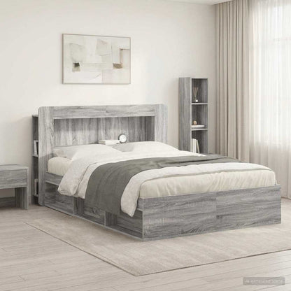 Headboard Cabinet with Storage Grey Sonoma Engineered Wood
