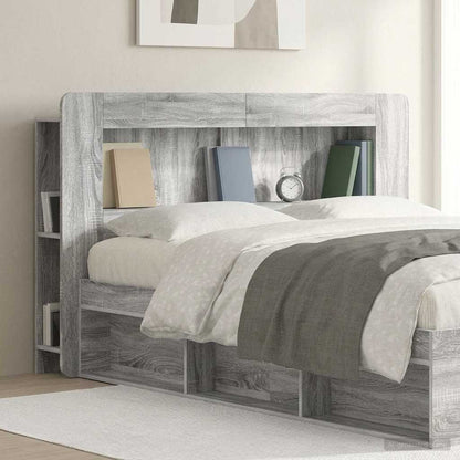 Headboard Cabinet with Storage Grey Sonoma Engineered Wood