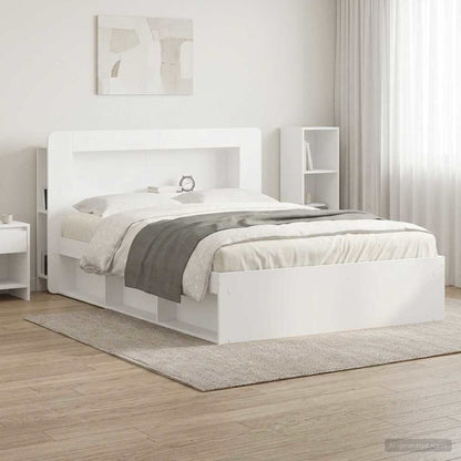 Headboard Cabinet with Storage White Engineered Wood