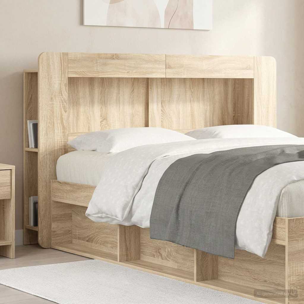 Headboard Cabinet with Storage Sonoma Oak Engineered Wood