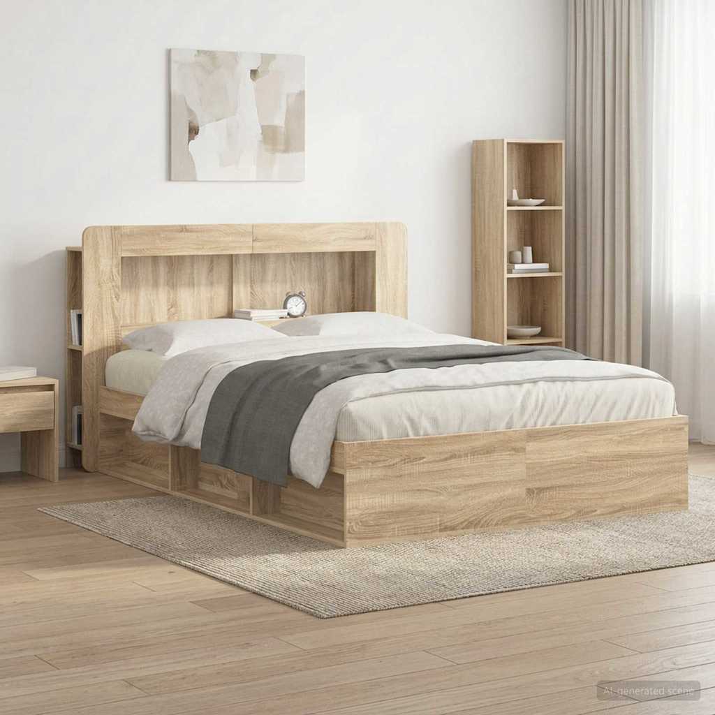 Headboard Cabinet with Storage Sonoma Oak Engineered Wood