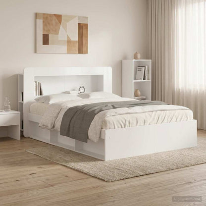 Headboard Cabinet with Storage High Gloss White Engineered Wood