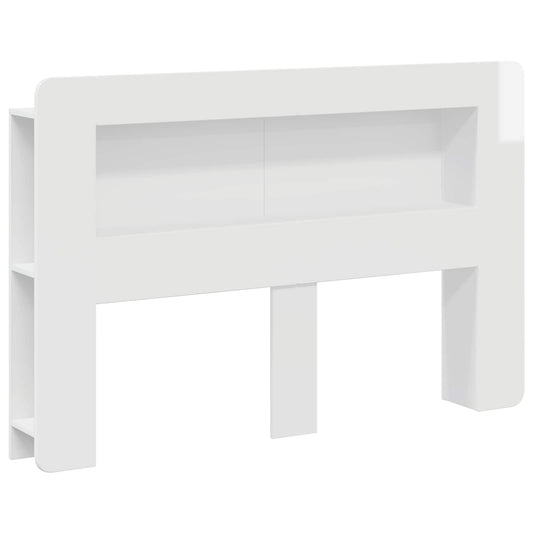 Headboard Cabinet with Storage High Gloss White Engineered Wood