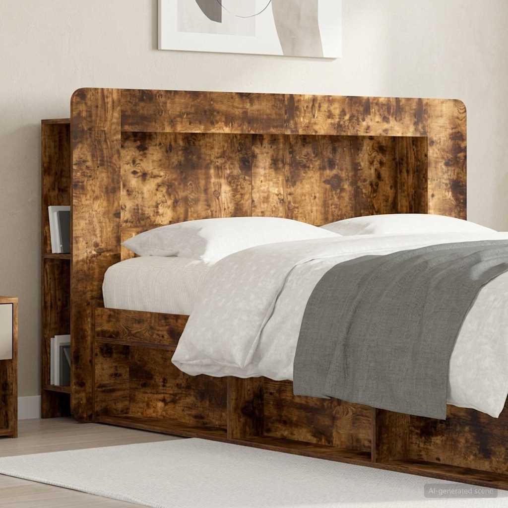 Headboard Cabinet with Storage Smoked Oak Engineered Wood