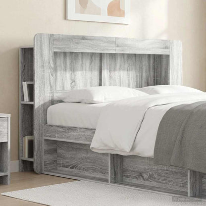 Headboard Cabinet with Storage Grey Sonoma Engineered Wood