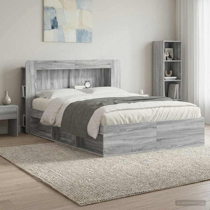 Headboard Cabinet with Storage Grey Sonoma Engineered Wood