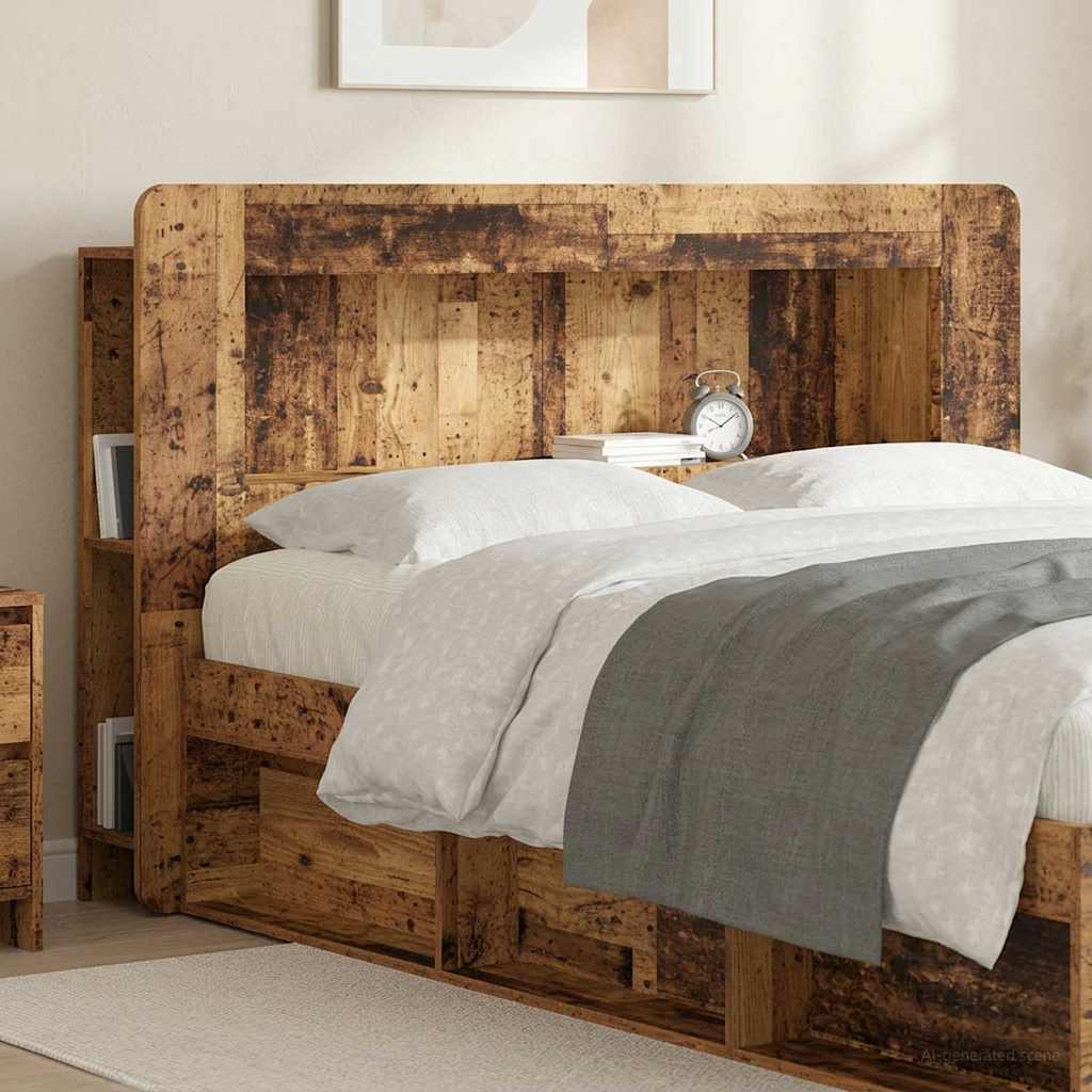 Headboard Cabinet with Storage Old Wood Engineered Wood