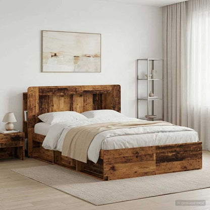 Headboard Cabinet with Storage Old Wood Engineered Wood