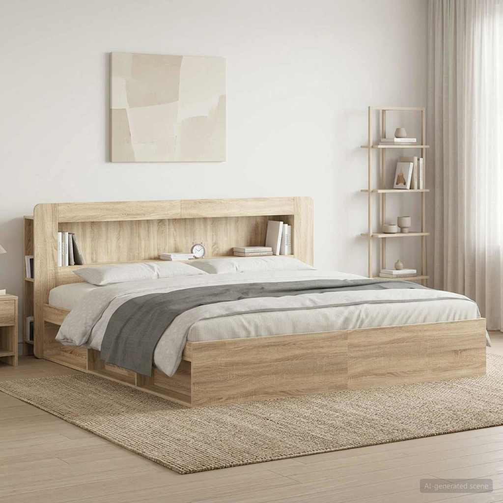 Headboard Cabinet with Storage Sonoma Oak Engineered Wood