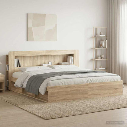 Headboard Cabinet with Storage Sonoma Oak Engineered Wood