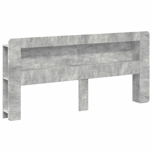 Headboard Cabinet with Storage Concrete Grey Engineered Wood