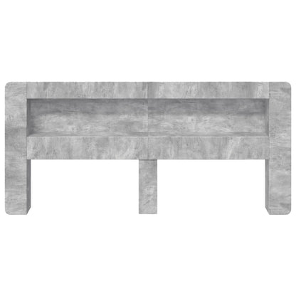 Headboard Cabinet with Storage Concrete Grey Engineered Wood