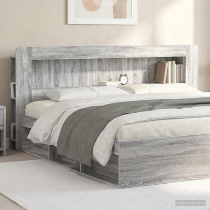 Headboard Cabinet with Storage Grey Sonoma Engineered Wood