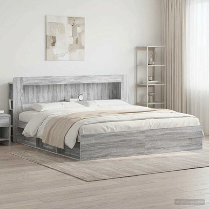 Headboard Cabinet with Storage Grey Sonoma Engineered Wood