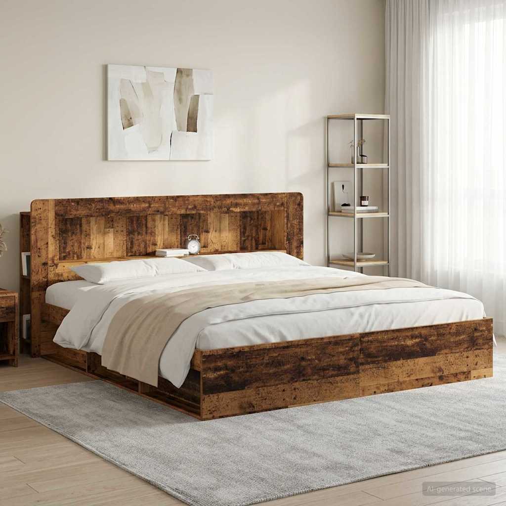 Headboard Cabinet with Storage Old Wood Engineered Wood