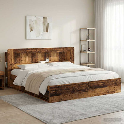 Headboard Cabinet with Storage Old Wood Engineered Wood