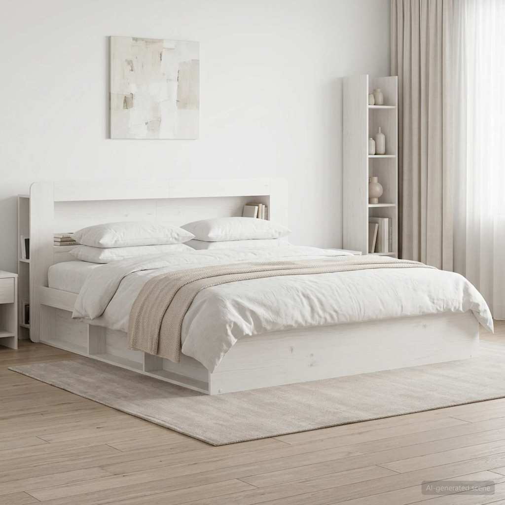 Headboard Cabinet with Storage White Engineered Wood