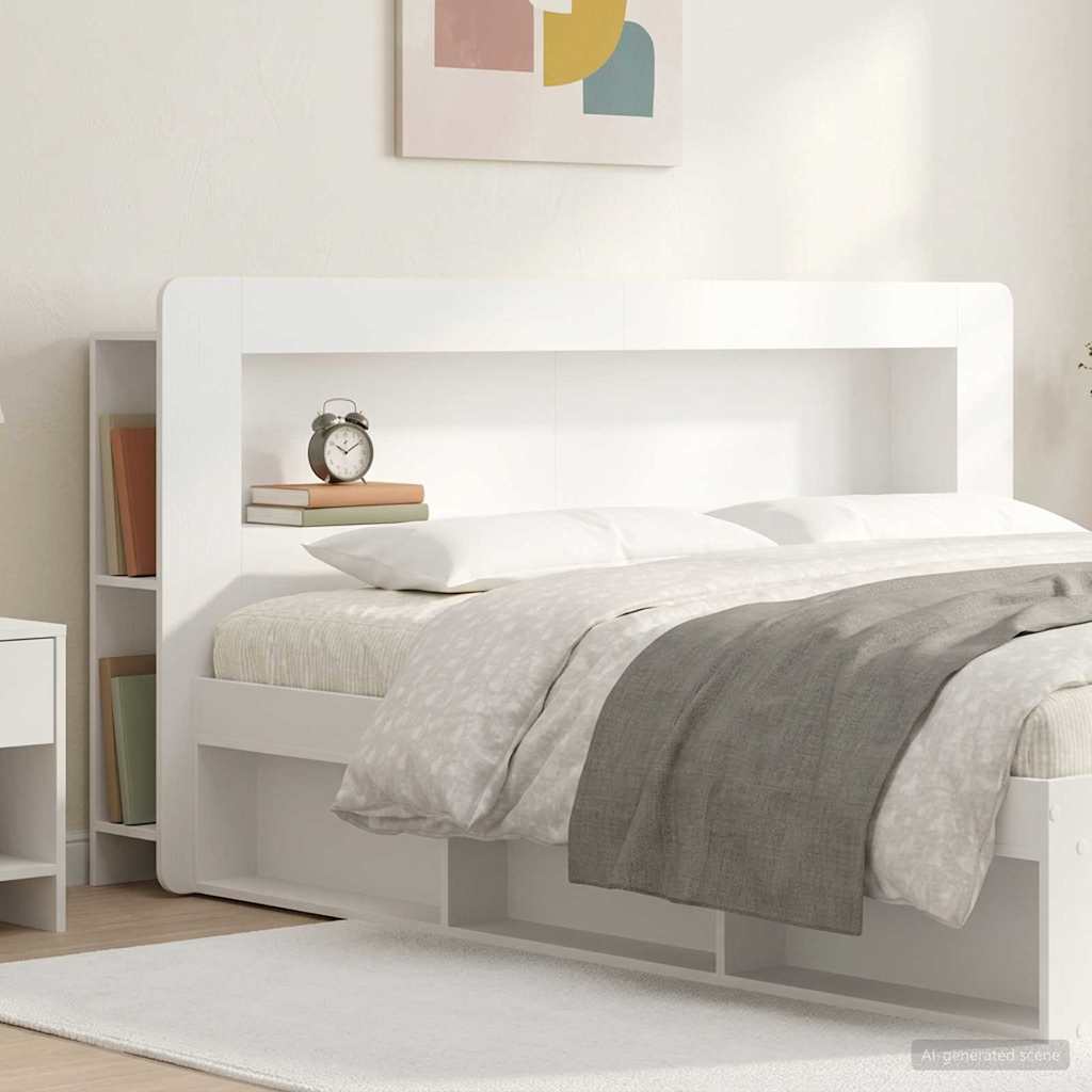 Headboard Cabinet with Storage White Engineered Wood