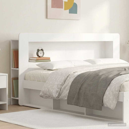 Headboard Cabinet with Storage White Engineered Wood
