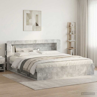 Headboard Cabinet with Storage Concrete Grey Engineered Wood