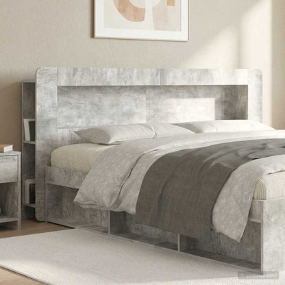 Headboard Cabinet with Storage Concrete Grey Engineered Wood