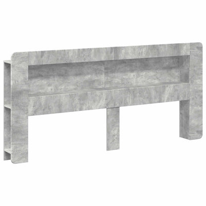 Headboard Cabinet with Storage Concrete Grey Engineered Wood