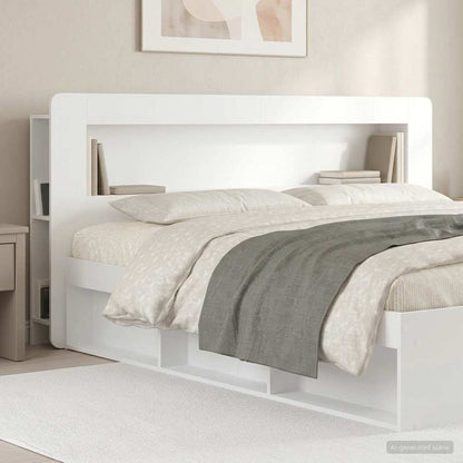Headboard Cabinet with Storage High Gloss White Engineered Wood
