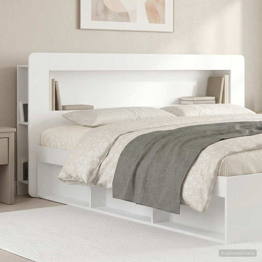 Headboard Cabinet with Storage High Gloss White Engineered Wood