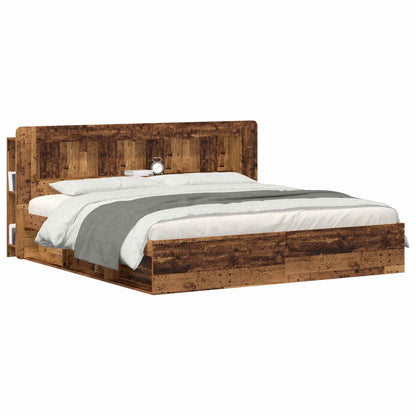 Headboard Cabinet with Storage Old Wood Engineered Wood