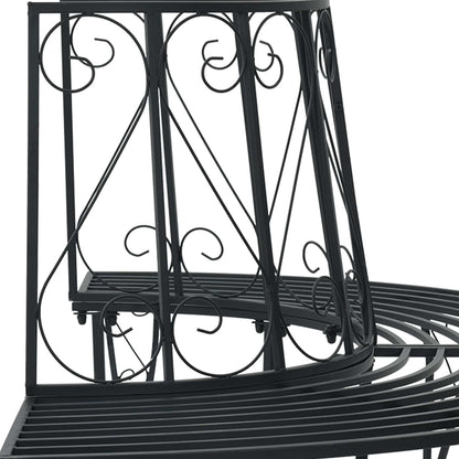 Tree Bench 4-Seater 160 x 80 x 89 cm Steel Black Half-round