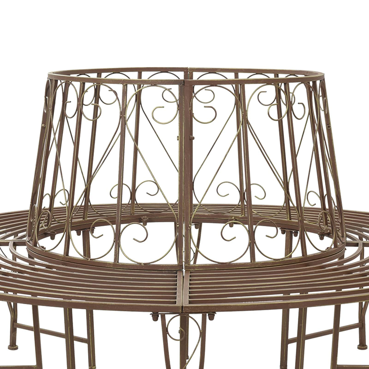 Tree Bench 8-Seater Ø 160 x 89 cm Steel Antique Brown Round