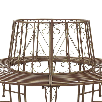 Tree Bench 8-Seater Ø 160 x 89 cm Steel Antique Brown Round