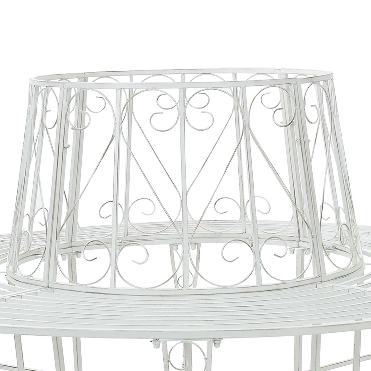 Tree Bench 8-Seater Ø 160 x 89 cm Steel Antique White Round