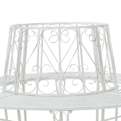 Tree Bench 8-Seater Ø 160 x 89 cm Steel Antique White Round