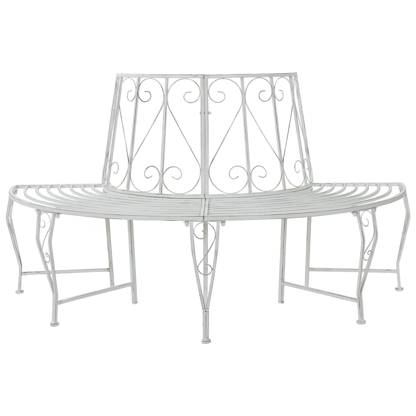 Tree Bench 4-Seater 160 x 80 x 89 cm Steel Antique White