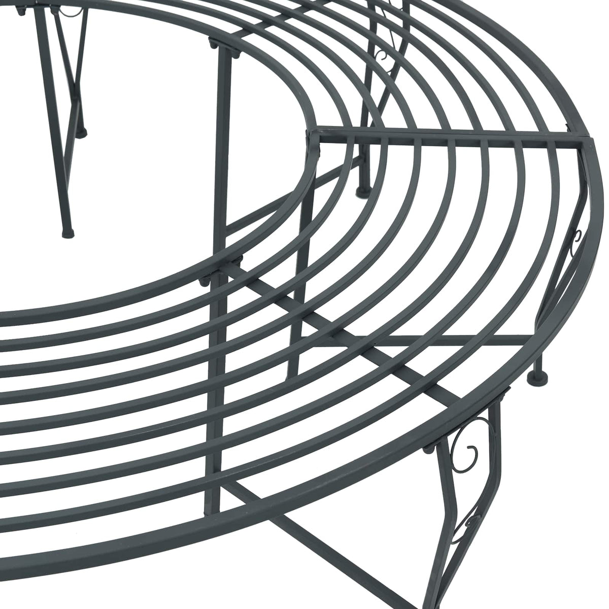 Tree Bench 8-Seater Ø 160 x 44 cm Steel Silver Grey Round