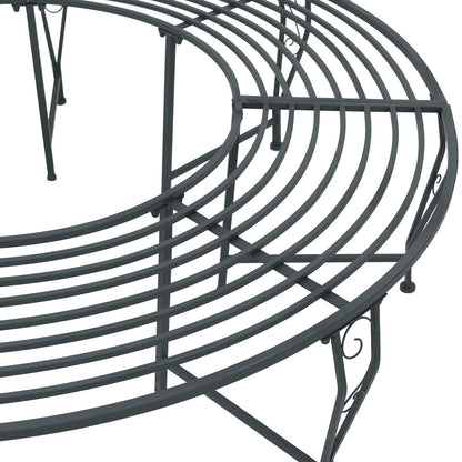 Tree Bench 8-Seater Ø 160 x 44 cm Steel Silver Grey Round