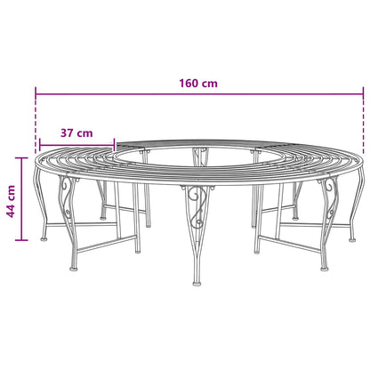 Tree Bench 8-Seater Ø 160 x 44 cm Steel Silver Grey Round