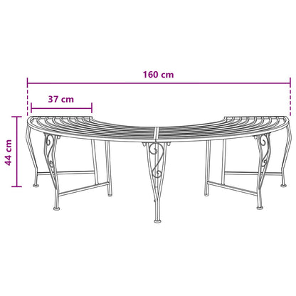 Tree Bench 4-Seater 160 x 80 x 44 cm Steel Silver Grey