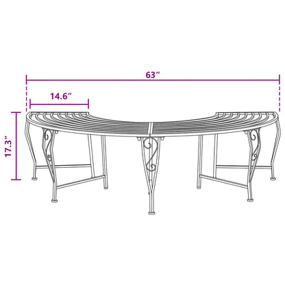 Tree Bench 4-Seater 160 x 80 x 44 cm Steel Silver Grey