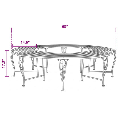 Tree Bench 8-Seater Ø 160 x 44 cm Steel Black Round